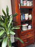 Massief Houten boekenkast & servieskast, Ophalen, Gebruikt, 50 tot 100 cm, Met lade(s)
