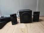 Hercules XPS 2.1 BassBoost Speakers Zwart, Computers en Software, Pc speakers, Ophalen of Verzenden, Zo goed als nieuw