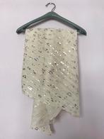 Nieuw dunne sjaal creme zilveren luipaardprint plissé, Ophalen of Verzenden, Nieuw, Maat 38/40 (M), Sjaal