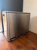 RVS Afvalemmer met 3 Vakken - Songmics, Met pedaal, 50 tot 75 cm, Ophalen of Verzenden, Zo goed als nieuw