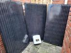 Set zwarte zonnepanelen + nieuwe Solis 1.5 kW omvormer, Doe-het-zelf en Verbouw, Platen en Panelen, Overige materialen, Gebruikt