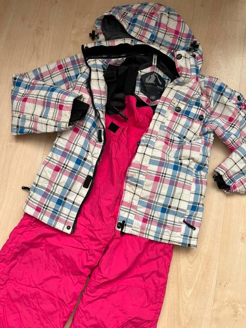 Ski set geruite jas en roze broek maat 152 zgan, Kinderen en Baby's, Kinderkleding | Maat 152, Zo goed als nieuw, Meisje, Setje
