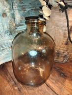 Mooie grote brocante glazen bruine vaas fles, Overige kleuren, ., Ophalen of Verzenden, .