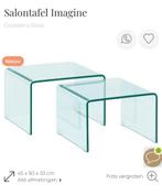 Salontafel set van glas (Goossens), Huis en Inrichting, Tafels | Salontafels, Ophalen, 50 tot 100 cm, Vierkant, Minder dan 50 cm