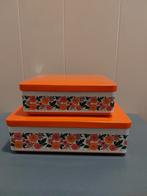 Vintage Impala Koektrommels Bloemen Oranje, Ophalen of Verzenden, Huis en Inrichting