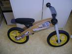 houten loopfiets blank grijs met geel en lang zadel, Ophalen of Verzenden, Gebruikt, Loopfiets