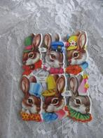 6 Oude Poesieplaatjes - Konijn met Hoed, Verzamelen, Verzenden