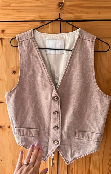 Vintage jinglers giletje katoen oudroze met beige/creme beschikbaar voor biedingen