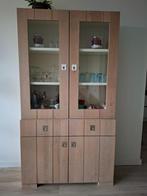 Buffetkast, massief (licht) eiken z.g.a.n., Ophalen, 200 cm of meer, 25 tot 50 cm, Met deur(en)