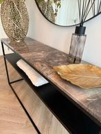 Stijlvolle Sidetable met echt marmeren blad, Huis en Inrichting, Minder dan 50 cm, 100 tot 150 cm, Ophalen of Verzenden, Zo goed als nieuw