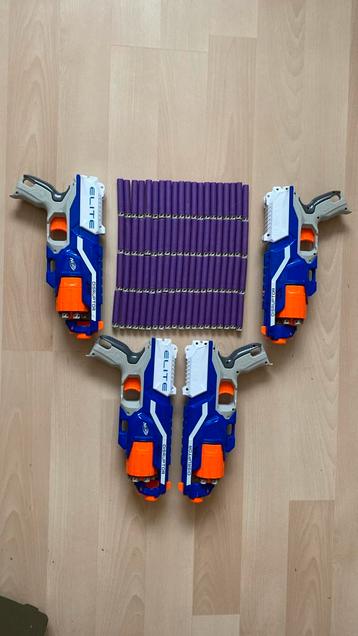 4 coole NERF N-Strike Disruptors 26cm + 80 waffle tip darts beschikbaar voor biedingen