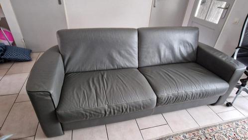 Leren bankstel, Huis en Inrichting, Banken | Bankstellen, Zo goed als nieuw, Rechte bank, Driepersoons, 75 tot 100 cm, Leer, Ophalen