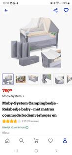 Moby-System campingbedje met oa commode, klamboe en hemeltje, Ophalen, Zo goed als nieuw, Minder dan 140 cm, 70 tot 85 cm