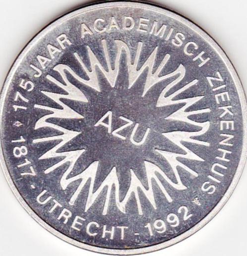 175 JAAR ACADEMISCH ZIEKENHUIS UTRECHT 1817 1992 ZILVER, Postzegels en Munten, Penningen en Medailles, Zilver, Verzenden