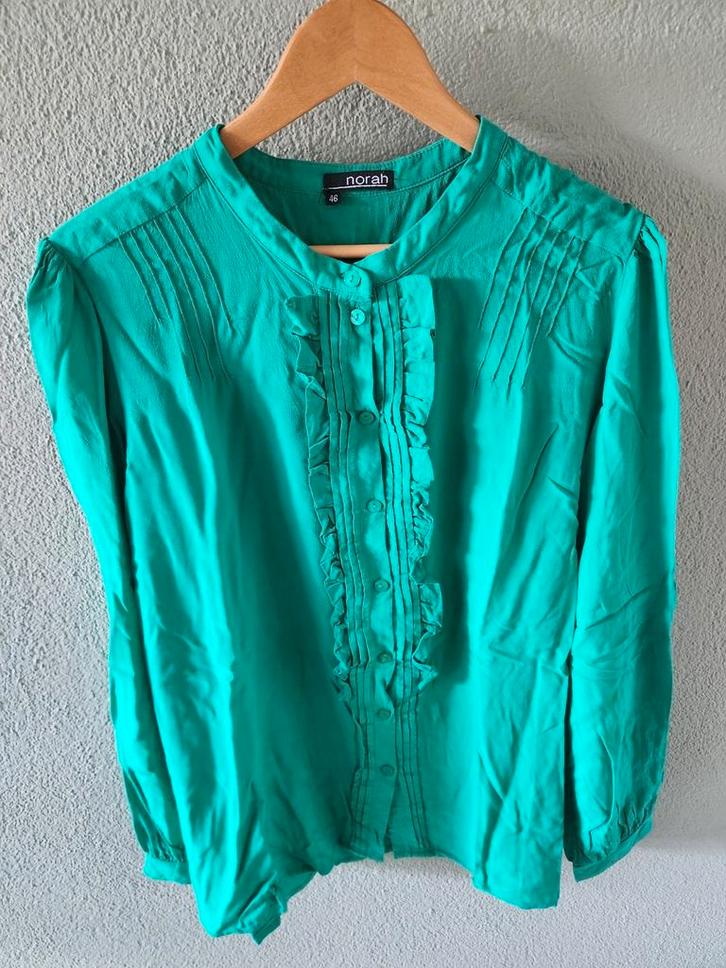 Groene blouse lange mouwen Norah Maat 46, Kleding | Dames, Grote Maten, Zo goed als nieuw, Blouse of Tuniek, Groen, Ophalen of Verzenden
