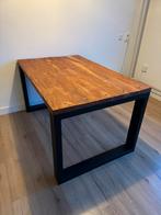 Robuuste eettafel hout en metaal 140x90,5x76,5 cm, Huis en Inrichting, Ophalen, 100 tot 150 cm, 50 tot 100 cm, Zo goed als nieuw