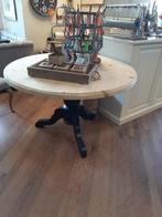 Ronde grenenhouten eettafel zwarte poot 120 cm, Huis en Inrichting, Ophalen, Rond, Zo goed als nieuw, Vier personen