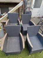 Tuinstoelen wicker met houten armleuningen, Ophalen, Gebruikt, Wicker