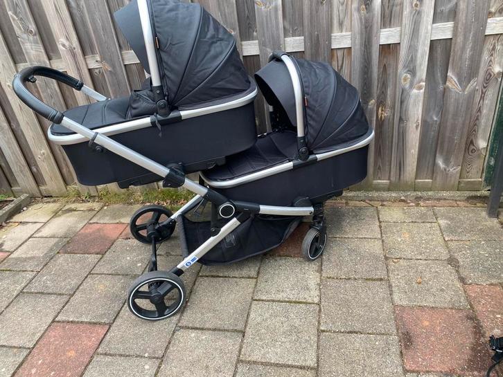 Duo kinderwagen DING, compleet met 2 wiegjes + 2 zitjes, Kinderen en Baby's, Kinderwagens en Combinaties, Gebruikt, Combiwagen