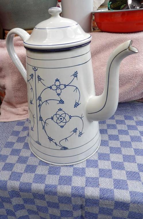 emaille koffiekan/ koffiekan Saksisch email, Antiek en Kunst, Antiek | Emaille, Ophalen of Verzenden