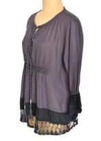 Repeat topje, blouse, top, paars/zwart, Mt. L, Repeat, Verzenden, Paars, Maat 42/44 (L)