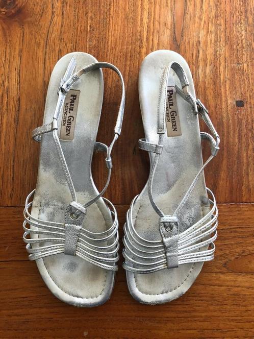 sandalen Paul Green 432 zilver/leder, Kleding | Dames, Schoenen, Zo goed als nieuw, Sandalen of Muiltjes, Overige kleuren, Ophalen of Verzenden