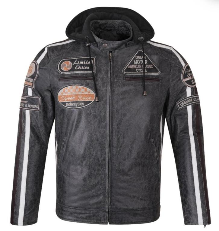 LEREN MOTOR JAS, Kleding | Heren, Jassen | Winter, Nieuw, Maat 52/54 (L), Zwart, Ophalen of Verzenden