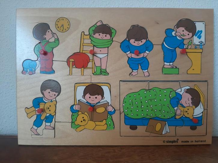 Vintage houten Simplex Toys puzzel Slapen gaan, Kinderen en Baby's, Speelgoed | Houten speelgoed, Zo goed als nieuw, Ophalen of Verzenden