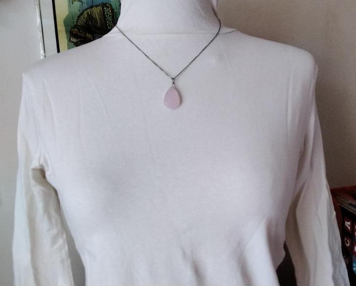 Sterling zilver Ketting Italy 925 + Chalcedoon Hanger UNIEK, Sieraden, Tassen en Uiterlijk, Kettingen, Nieuw, Zilver, Roze, Met edelsteen