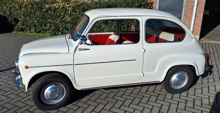 FIAT 600 D,   OLDTIMER, Auto's, Fiat, Particulier, Overige modellen, Benzine, Sedan, Handgeschakeld, Wit, Overige kleuren, Kunstmatig leder