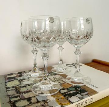 4x vintage wijnglas geslepen loodkristal beschikbaar voor biedingen