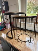 Zwart metalen tafeltjes met goud, Huis en Inrichting, Tafels | Bijzettafels, Minder dan 55 cm, Metaal of Aluminium, Rond, Ophalen of Verzenden