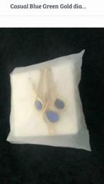 Casual Blue Green Gold diamond ketting en oorbellen Nieuw !!, Sieraden, Tassen en Uiterlijk, Ophalen, Nieuw, Knopjes of Stekers