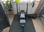 Krachtstation met gewichten 123kg drukbankje dumbell halter, Ophalen, Benen, Gebruikt, Krachtstation
