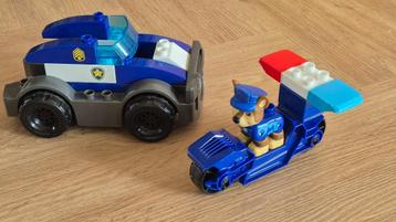 Paw Patrol motor en auto van Mega Bloks (imitatie Duplo) beschikbaar voor biedingen