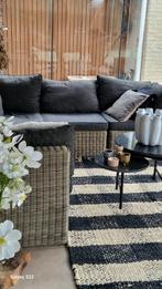 Hoekbank, stoel en tafel/hocker incl kussen, Ophalen, Kunststof, Gebruikt, Bank