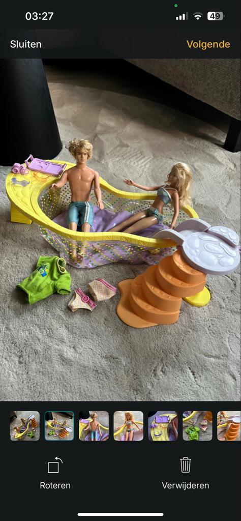 Barbie en Ken pop met zwembad en accessoires, Kinderen en Baby's, Speelgoed | Poppen, Gebruikt, Barbie, Ophalen of Verzenden