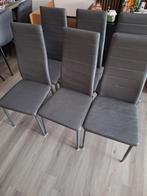 6 lichtgrijze eetkamerstoelen., Ophalen, Gebruikt, Grijs