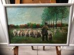Schilderij schaapskudde met herder, Ophalen of Verzenden