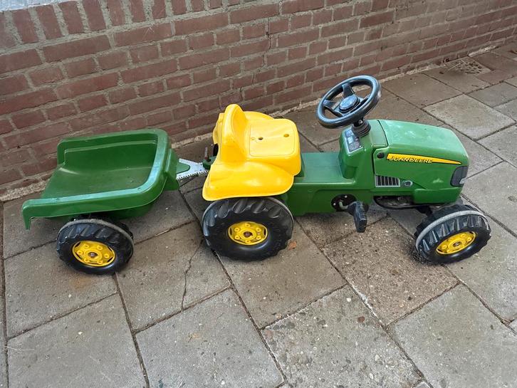 John Deere Trapauto met Aanhanger, Kinderen en Baby's, Speelgoed | Buiten | Voertuigen en Loopfietsen, Gebruikt, Trapvoertuig