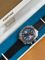 Vintage Pontiac Jumping chronograph swiss made valjoux 7733!, Overige merken, Leer, Staal, Polshorloge
