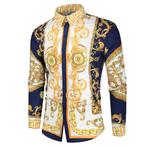 Heren barok overhemd 4 / luxe gouden kamper shirt blauw wit, Kleding | Heren, Overhemden, Verzenden, Nieuw