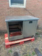 Rvs werkbank met afval klep, Ophalen, Gebruikt