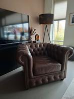 Chesterfield fauteuil bruin kunstleder - zsm ophalen!, Huis en Inrichting, Ophalen, Overige materialen, Gebruikt, Chesterfield mancave