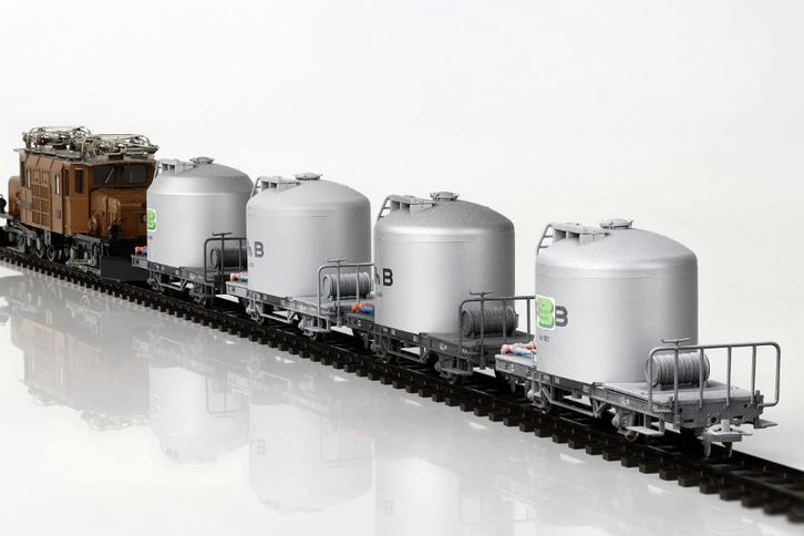 Bemo Rh.B. 4-delige Goederenwagenset (geweathered) (H0m), Hobby en Vrije tijd, Modeltreinen | H0, Nieuw, Wagon, Gelijkstroom, Overige merken