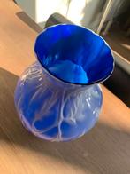 Vintage blauwe melkglazen vaas uit ’60/'70er jaren, Ophalen of Verzenden