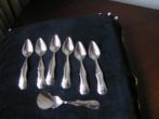 6 Antieke Zilveren Theelepeltjes en een Suikerschep, Antiek en Kunst, Ophalen of Verzenden, Zilver