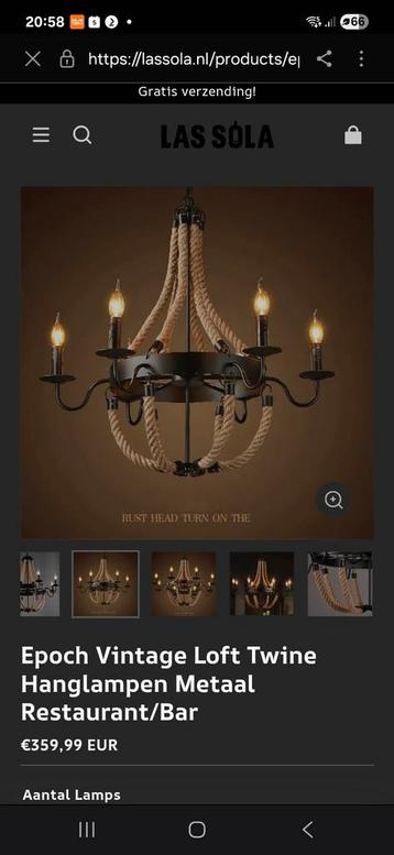 Vintage Loft Hanglamp Metaal/Touw Restaurant/Bar beschikbaar voor biedingen