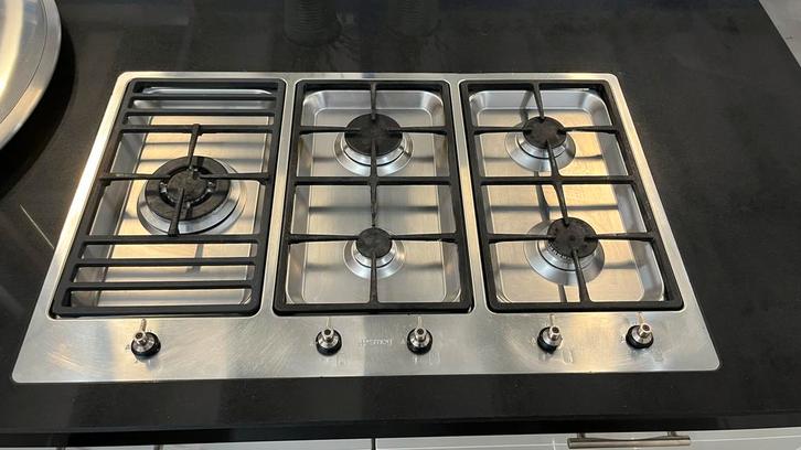 Grote Smeg 5-pits Gaskookplaat, Witgoed en Apparatuur, Kookplaten, Gebruikt, Inbouw, Gas, 5 kookzones of meer, Ophalen of Verzenden