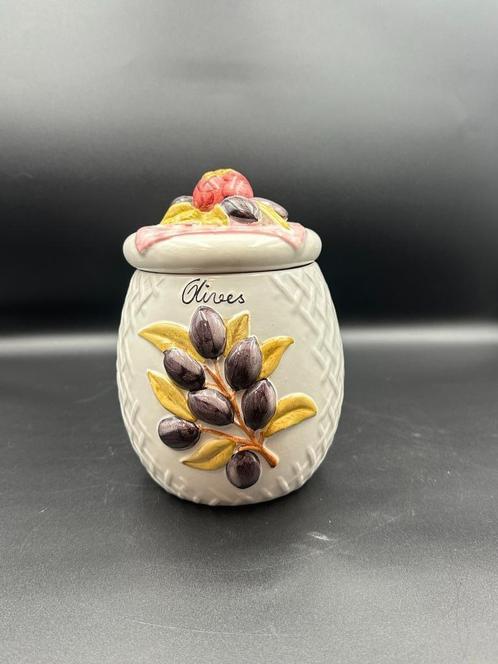 Keramieken Olijvenpot met Deksel – Kleurrijk Design, Antiek en Kunst, Antiek | Keramiek en Aardewerk, Ophalen of Verzenden